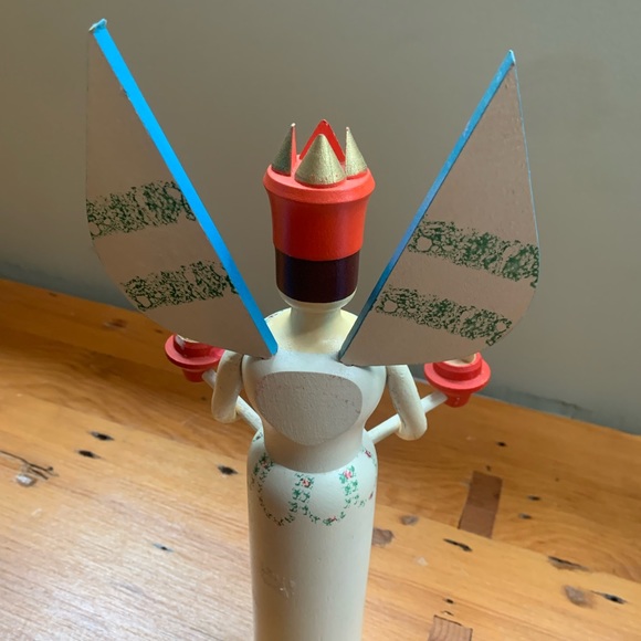 Vintage Folk Art Angel Candle Holder, Germany/ wood hand-painted - Picture 4 of 6